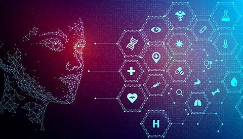 Joint Biomedical Laboratory Research and Development and Clinical Science Research and Development Services Scientific Merit Review Board - Artificial Intelligence in Healthcare - New AI Applications in Medicine - Digital Entity and Medical Icons - Innovative Technologies in the Medical Fields - Conceptual Illustration