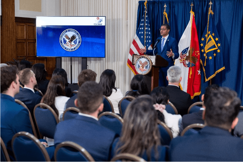 United States Under Secretary of Veterans Affairs for Health Dr. Shareef Elnahal announces AI tech sprint award winners.