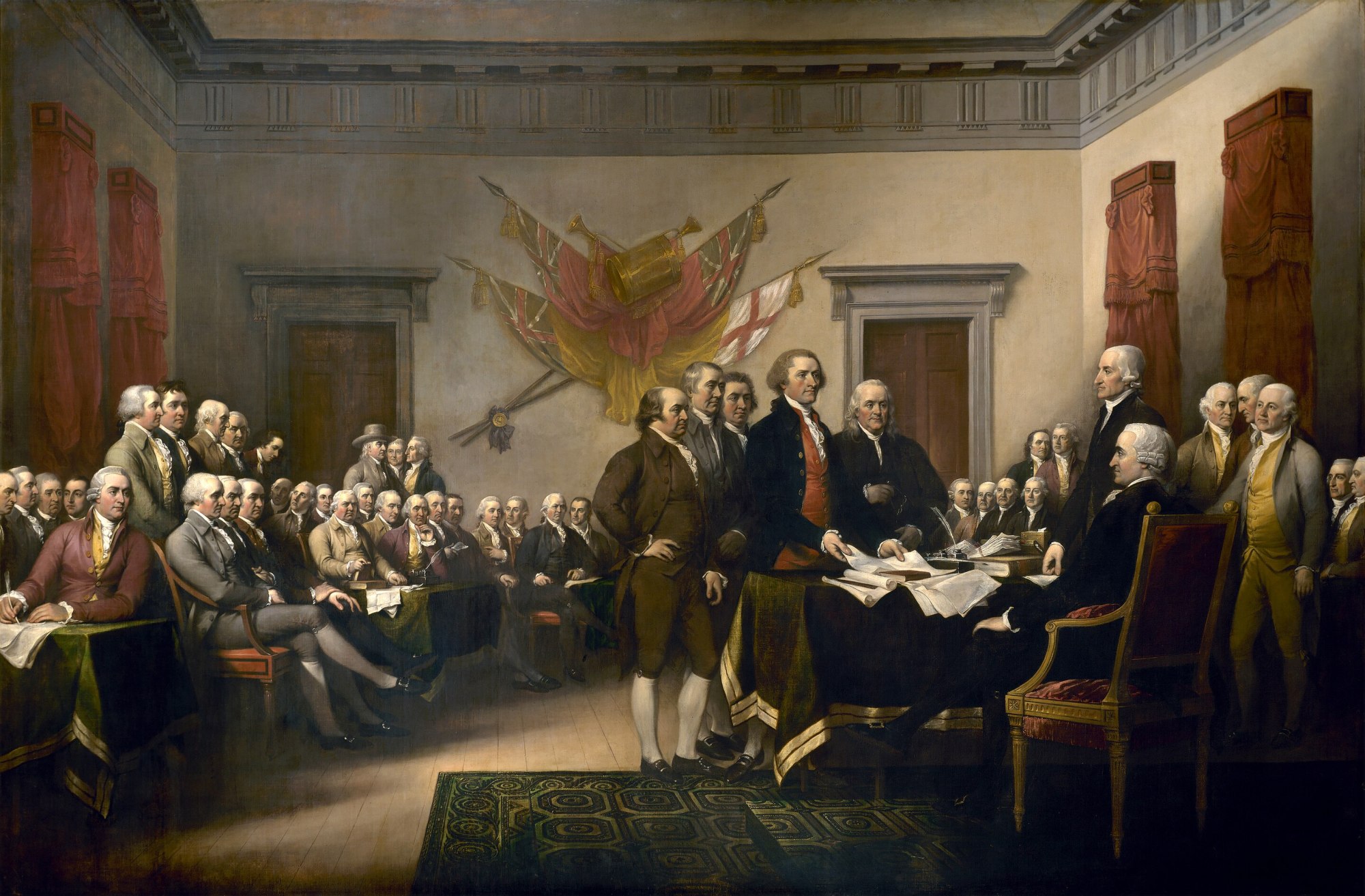 Painting of the signing of the Declaration or Independence.