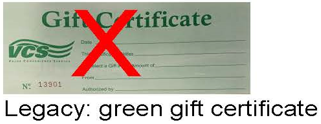 Photo of legacy green gift certificate