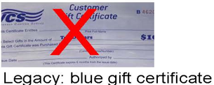 Photo of legacy blue gift certificate
