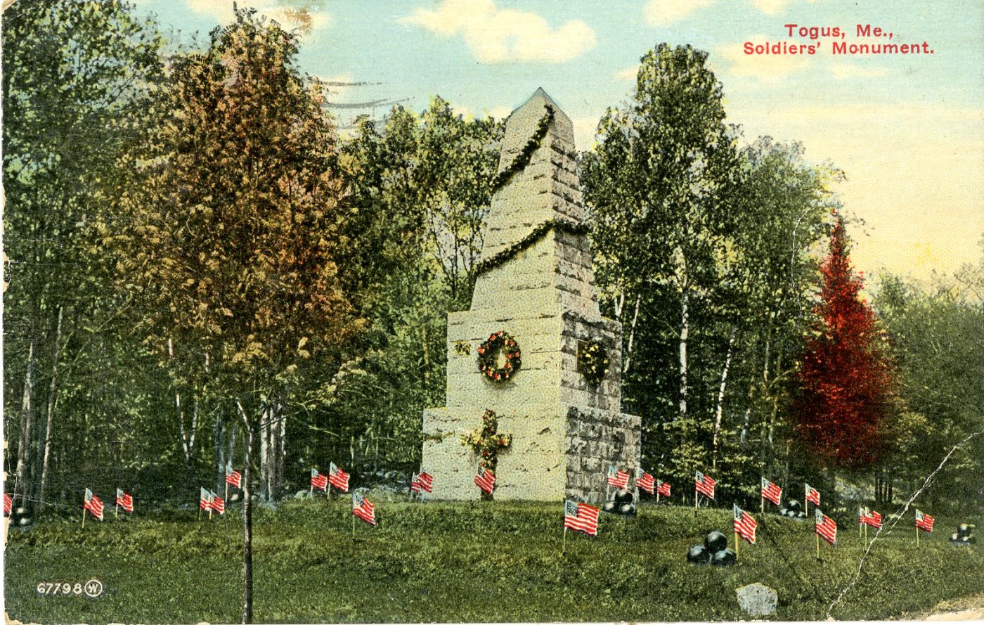 “Togus, Me., Soldiers’ Monument,” postmarked October 31, 1913. No publisher. (NCA)