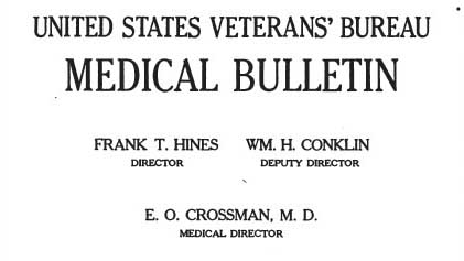 Title page of the inaugural issue of The United States Veterans’ Bureau Medical Bulletin, published in July 1925. (books.google.com)