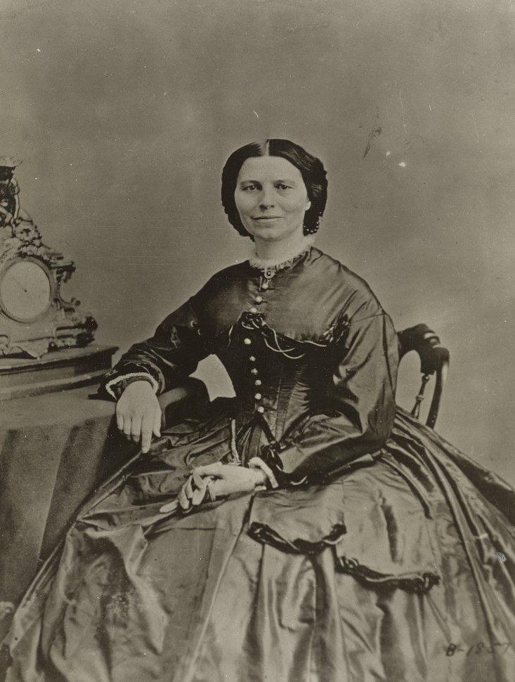 Photo of Clara Barton, taken by Matthew Brady, c. 1865. Immediately after the Civil War, she dedicated herself to helping families in the North determine the fate of their loved ones in the Union Army who had been captured or gone missing. (Library of Congress)