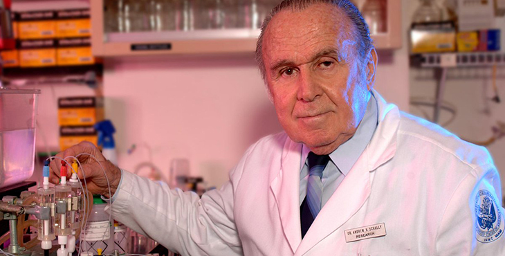 Dr. Andrew Schally was born in Poland, and through early struggles under German occupation during World War II, started a journey as a medical researcher that would take him to VA and groundbreaking research on hormones. (VA photo)