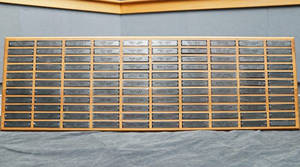 Close-up of the plaque bearing the names of the 98 VA employees who earned a Medal of Honor while serving in the armed forces for their courageous and selfless conduct (VA)