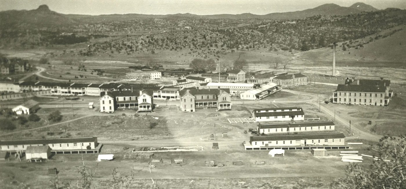 View of Fort Whipple in Prescott, Arizona, circa 1918. During World War I, the Army converted the post into a tuberculosis hospital. It provided the same care to Veterans after the war as U.S. Public Health Service Hospital #50. (Sharlot Hall Museum)