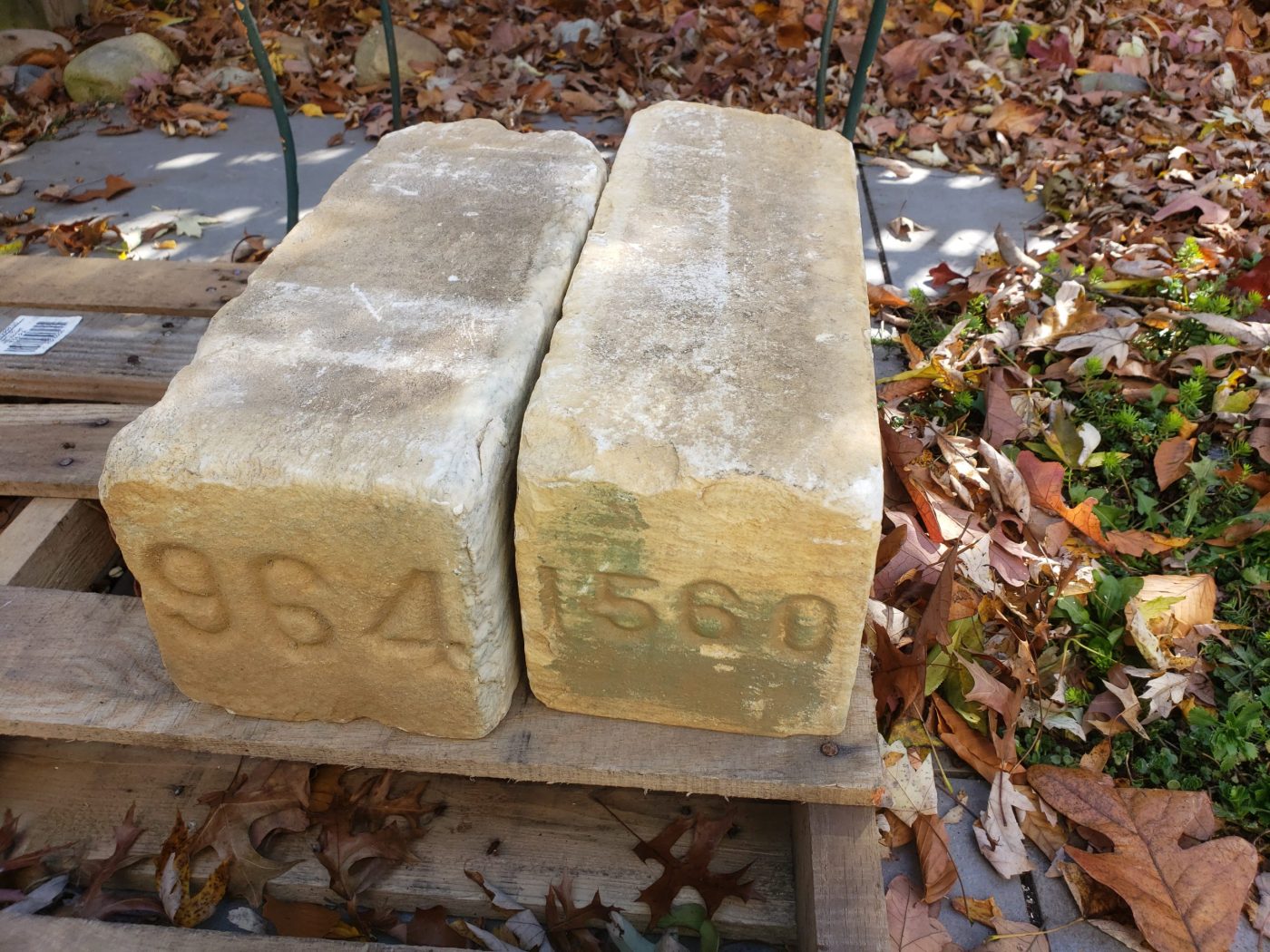 Two of the 6x6-inch stone markers from Annapolis National Cemetery evaluated by NCA historians and retained for the administration’s artifact collection in 2022. After the Civil War, the Army installed the markers at the gravesites of thousands of unidentified Union soldiers and sailors. (NCA)