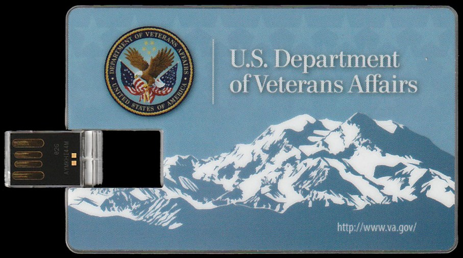 A USB card sent out to Veterans in Alaska with preloaded forms for applying for benefits to ease the application process.