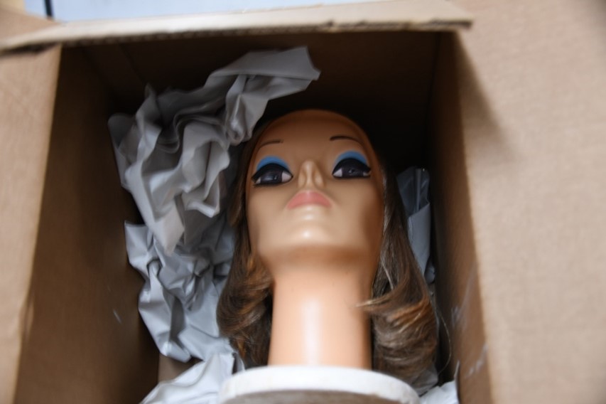 The mannequin doll head, found in a box stored in the National VA History Center collection. (NVAHC)