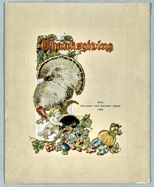 Thanksgiving meal menu from the Ohio Soldiers' and Sailors' Home, 1903. (National VA History Center)