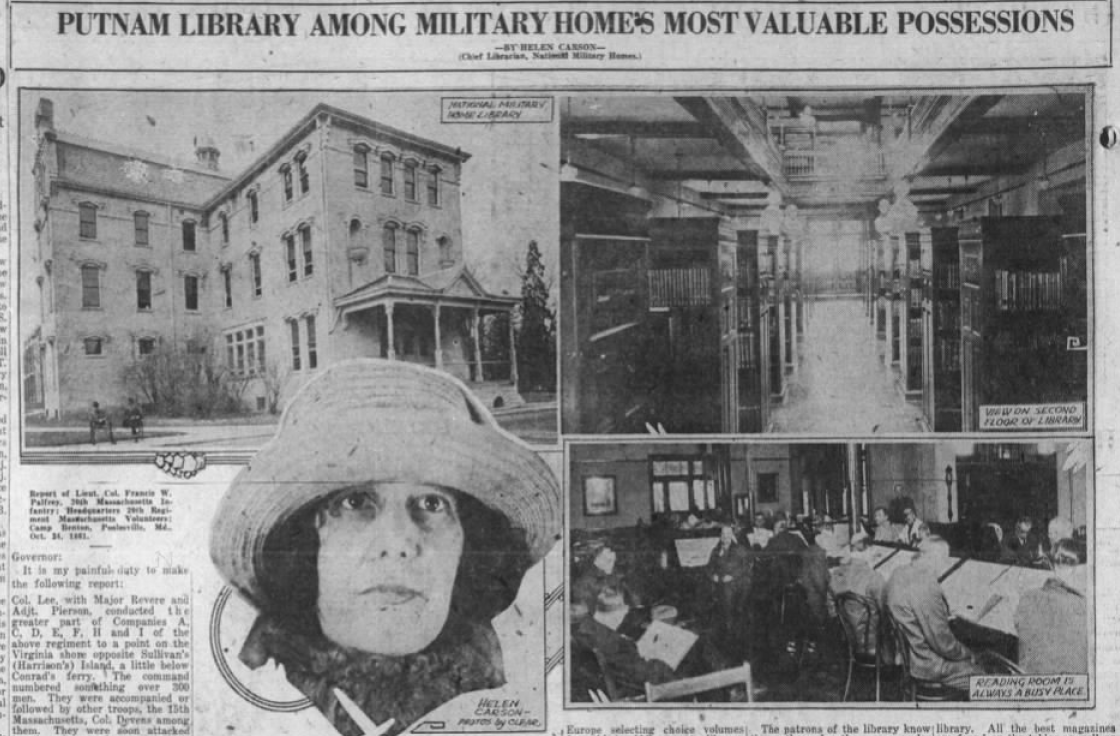 Headline and photographs from an article about the library written by Helen for the April 5, 1926 issue of Dayton Daily News.