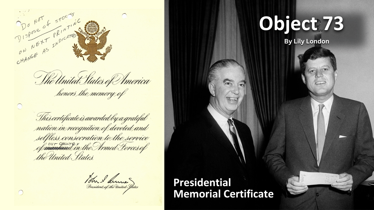 Read Object 73: Presidential Memorial Certificate