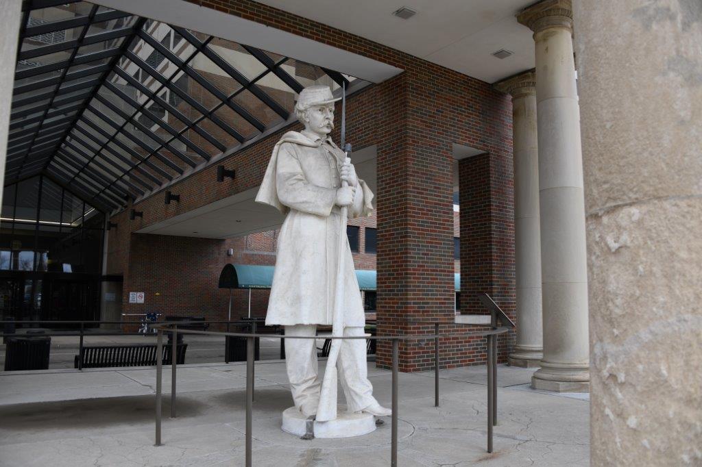 The sculpture of George Fair outside the entrance to the Dayton VA Medical Center. (VA)