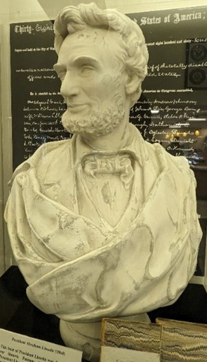 Plaster bust of Abraham Lincoln.