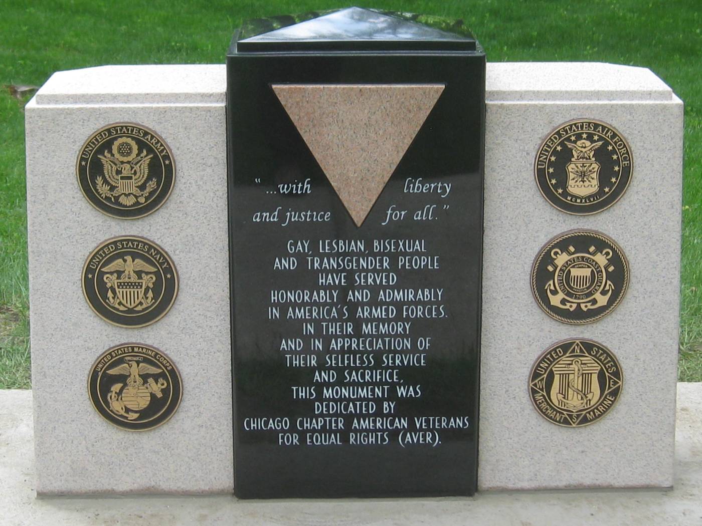 Memorial to LGBTQ+ Veterans dedicated in 2015.