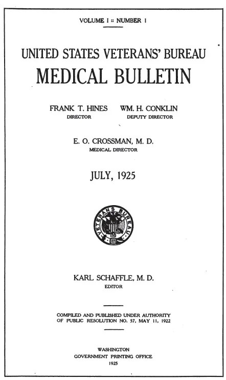 Title page of inaugural Veterans' Bureau bulletin.