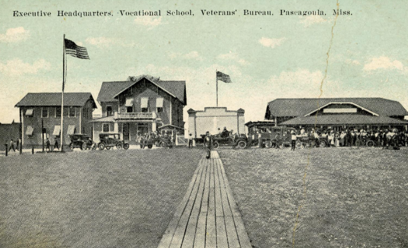 Postcard of the Veterans Bureau’s vocational school in Pascagoula, Mississippi.
