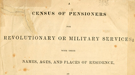 Title page of the “Census of Pensioners,” compiled from data collected during the taking of the 1840 census.
