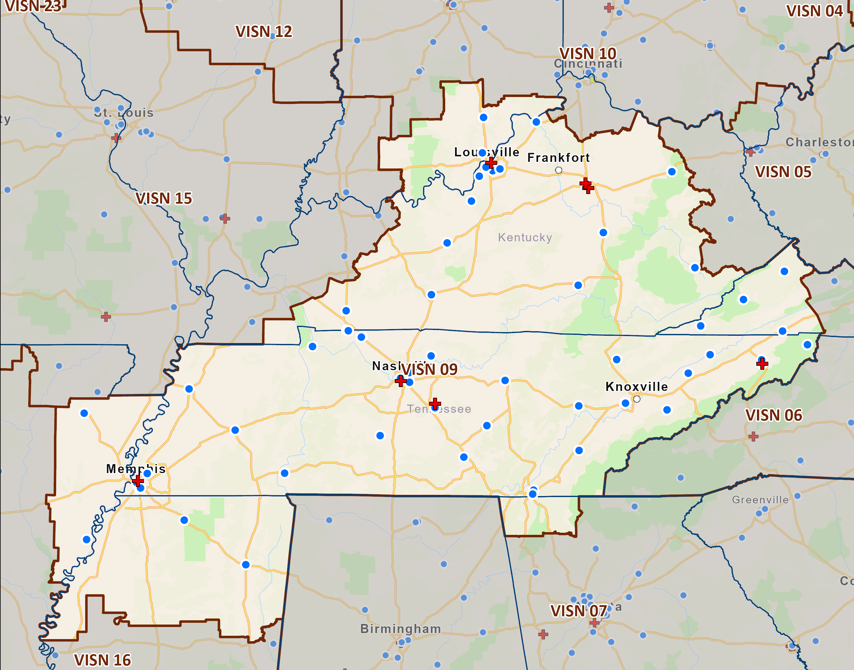 Includes portions of Arkansas, Georgia, Indiana, Kentucky, Mississippi, Tennessee, and Virginia.