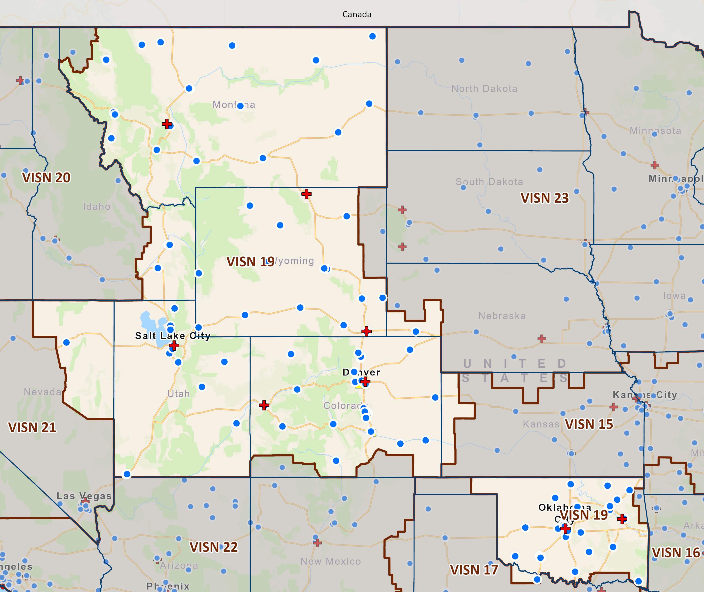 Includes portions of Colorado, Idaho, Kansas, Montana, Nebraska, Nevada, Oklahoma, Texas, Utah, and Wyoming.