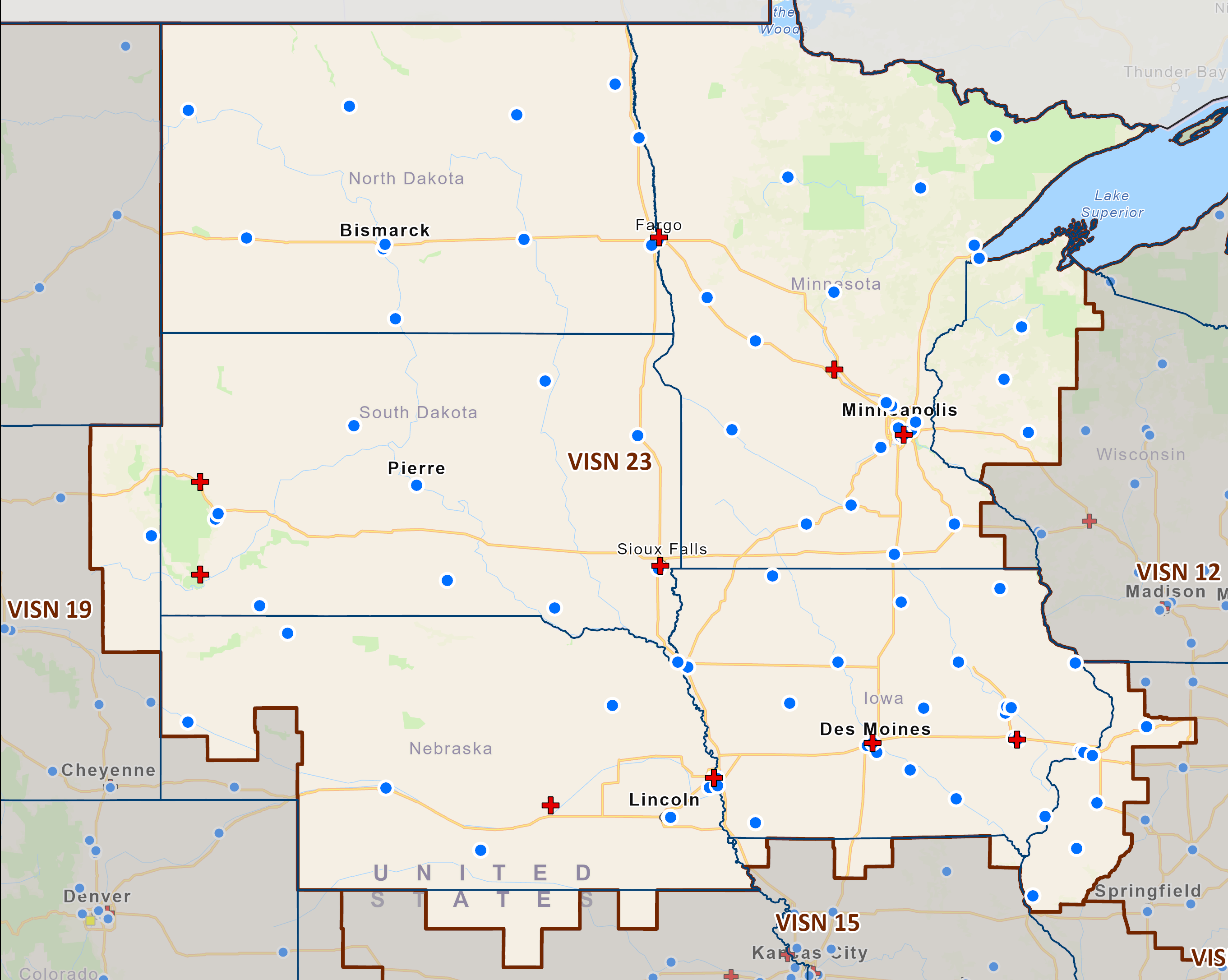 Includes portions of Illinois, Iowa, Kansas, Minnesota, Missouri, Nebraska, North Dakota, South Dakota, Wisconsin, and Wyoming.