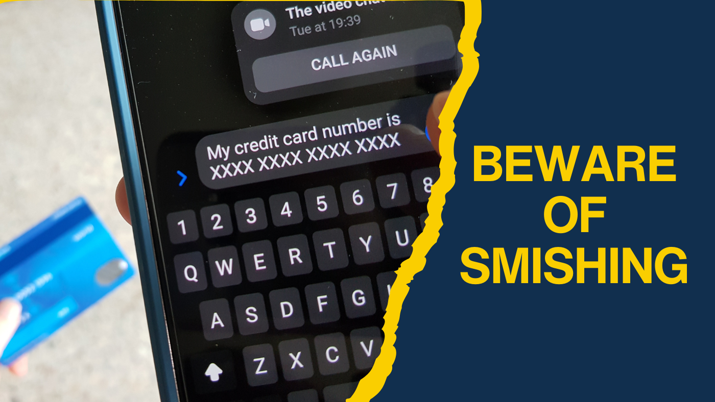 Picture of credit card information being typed and sent in a text message