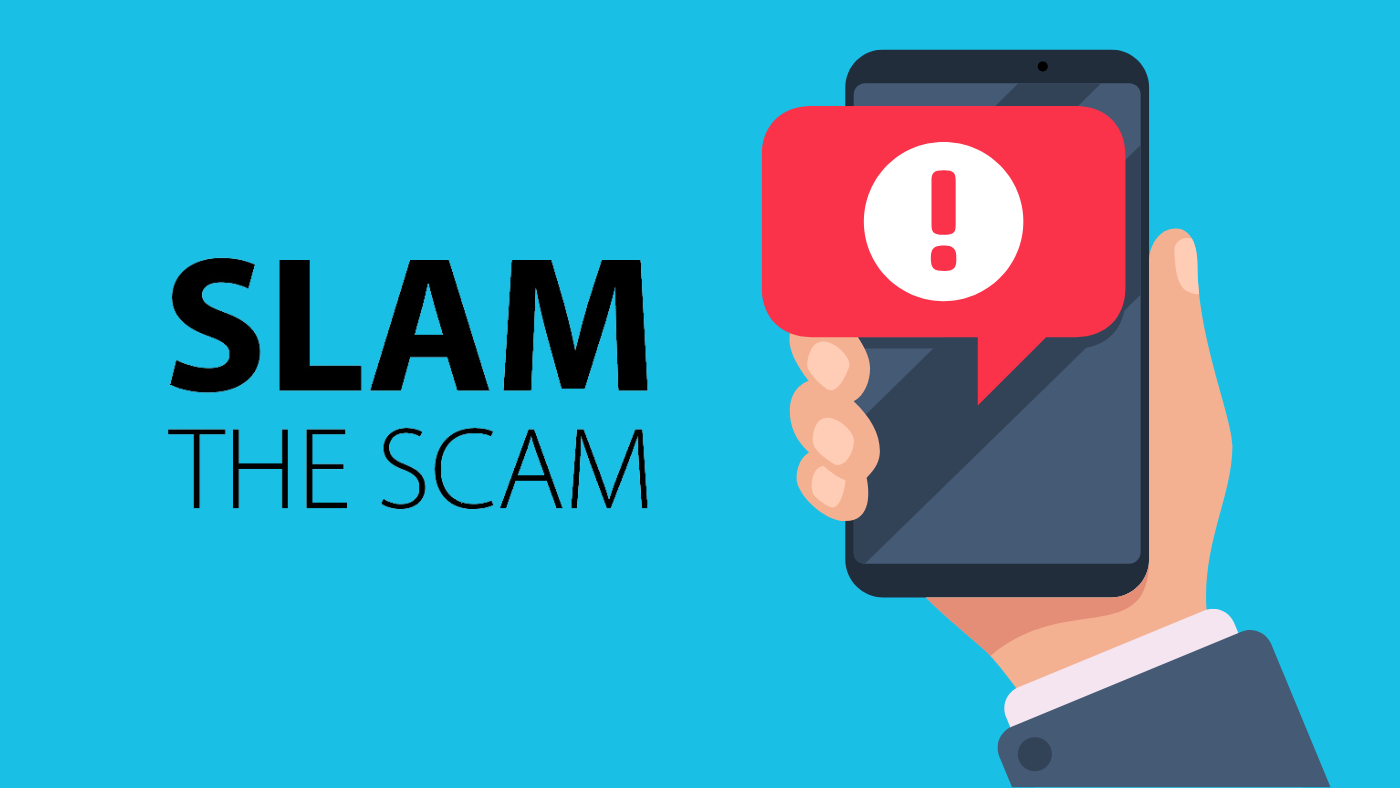 Slam the Scam: Phone Held in Hand with Message Alert