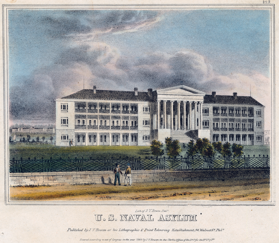 The U. S. Naval Asylum in Philadelphia was the first federal facility to provide institutional care for disabled and elderly Veterans. (Library Company of Philadelphia)