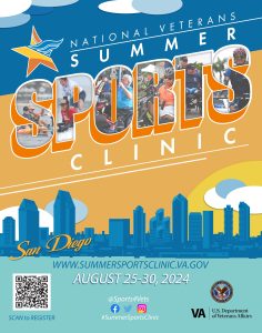 2024 National Veterans Summer Sports Clinic Poster. August 25-30, 2024 in San Diego, California.