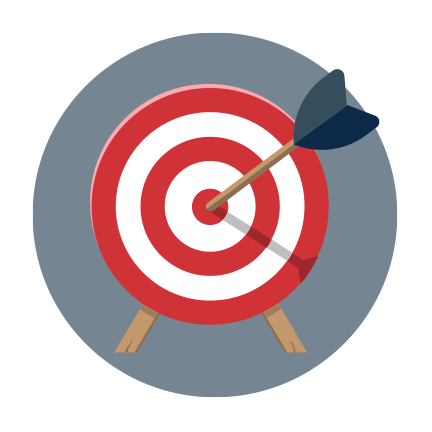 Red and white target with arrow in center