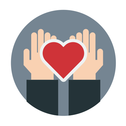 Two hands holding a red heart