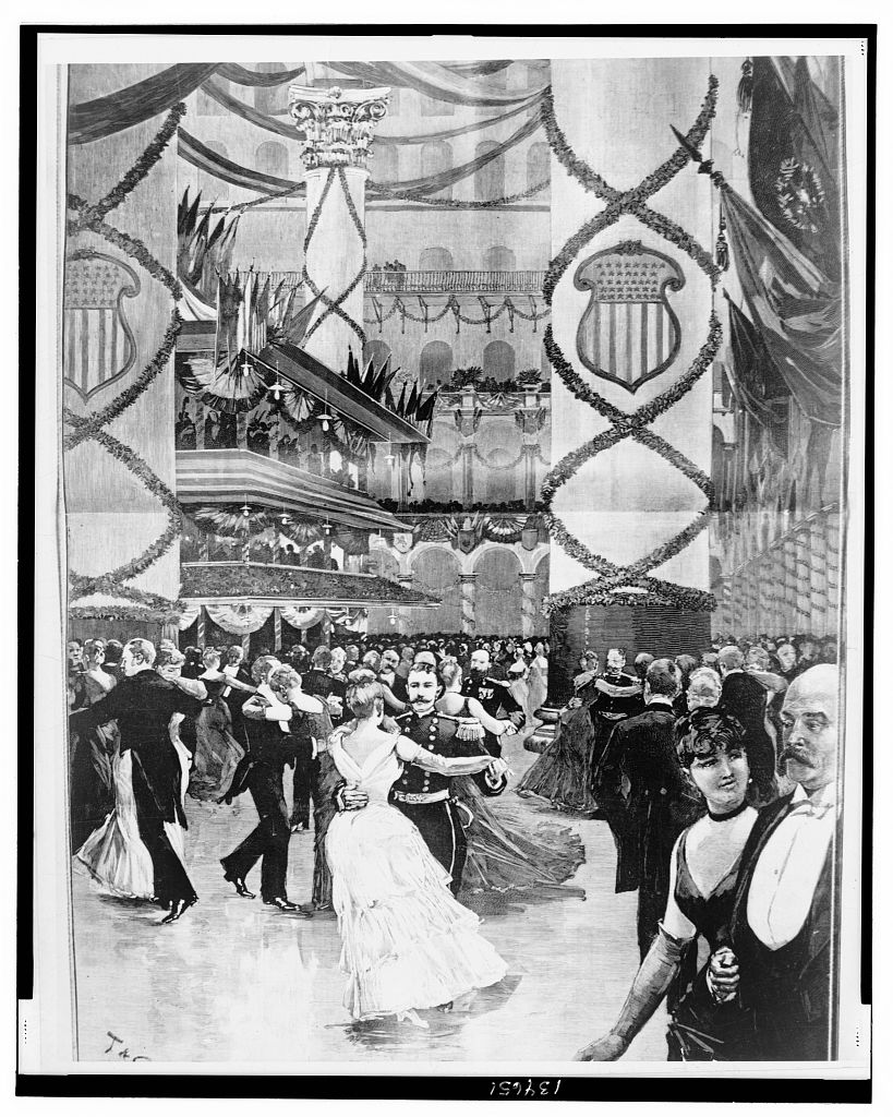 Dancers twirl at the inaugural ball for President Benjamin Harrison held in the Great Hall of the Pension Building in 1889. (Library of Congress)